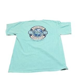 Texas State Aquarium 1990 T-Shirt Comfort Colors 2XL Ocean Blue faint stains